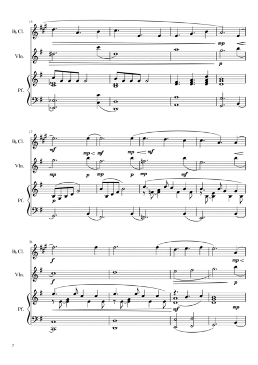 Alpha (A new beginning) for violin and clarinet with piano accompagniment Clarinet scores gallery preview page 3