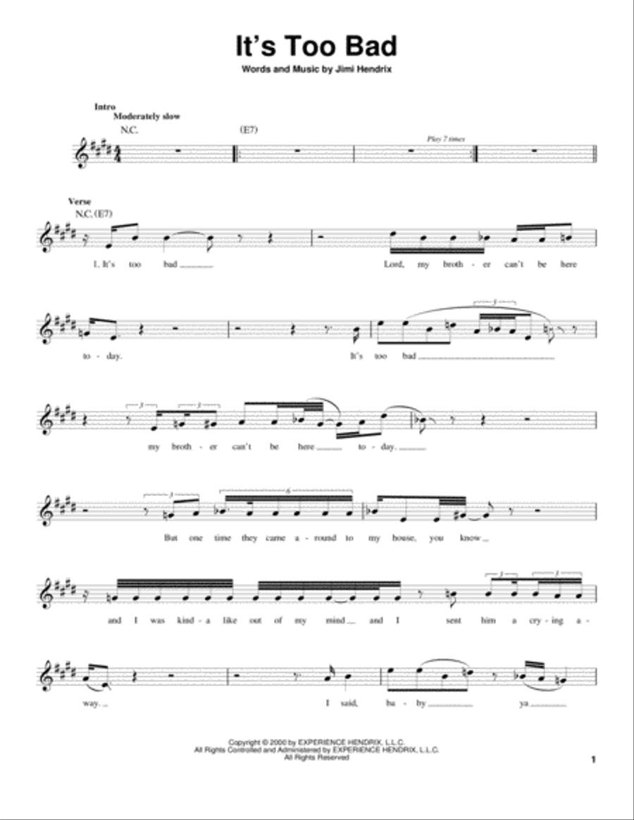 It's Too Bad It's Too Bad Easy Guitar scores gallery preview page 1