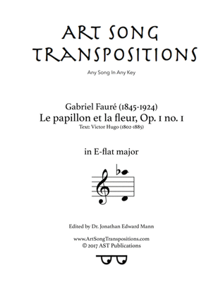 Book cover for FAURÉ: Le papillon et la fleur, Op. 1 no. 1 (transposed to E-flat major)