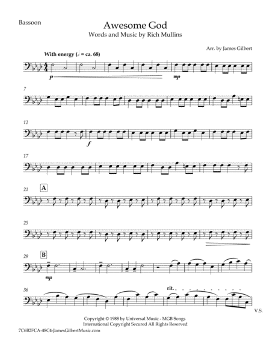 Awesome God Woodwind Quintet scores gallery preview page 2
