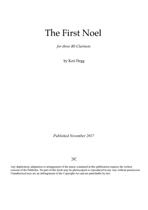 Book cover for The First Noel - A dreamy Clarinet Trio for mixed ability groups (player 3 stays under the break).