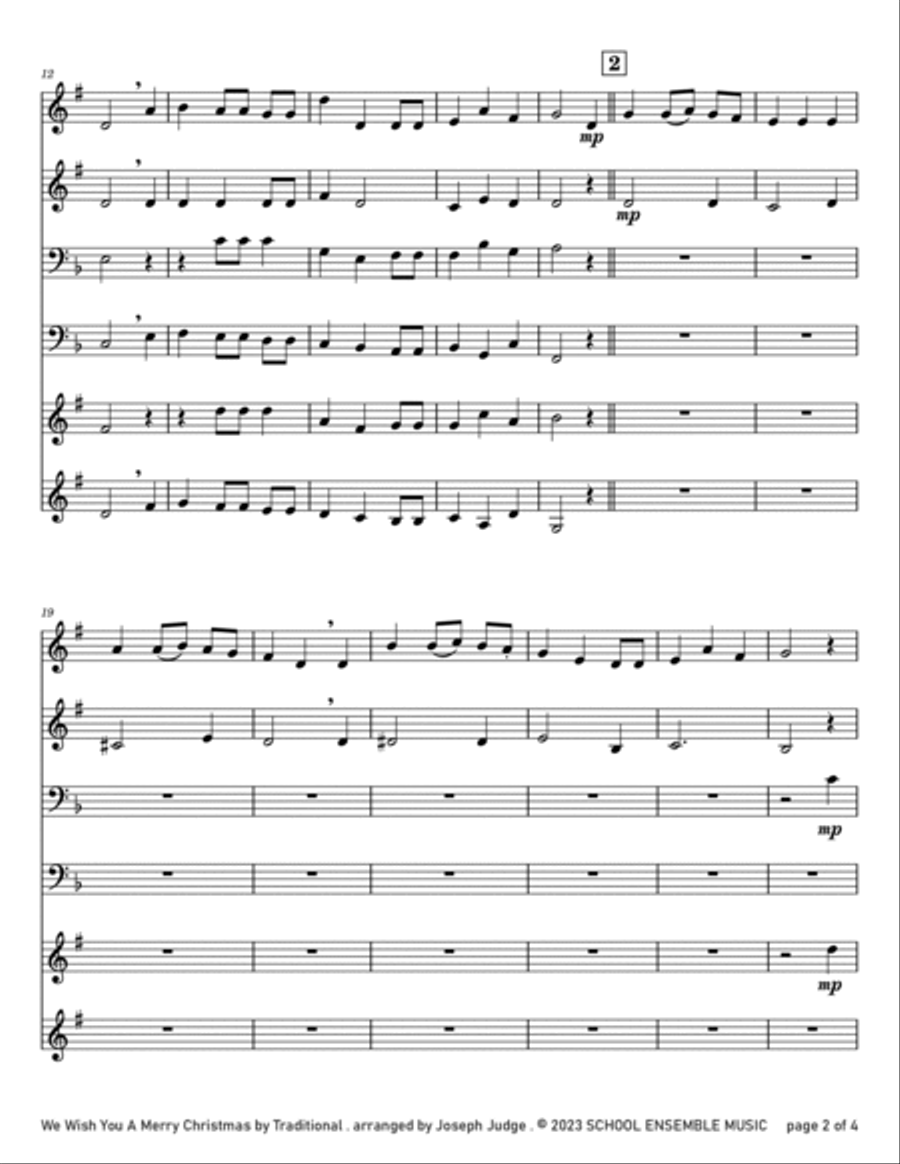 We Wish You A Merry Christmas for Brass Quartet in Schools Brass Quartet scores gallery preview page 2