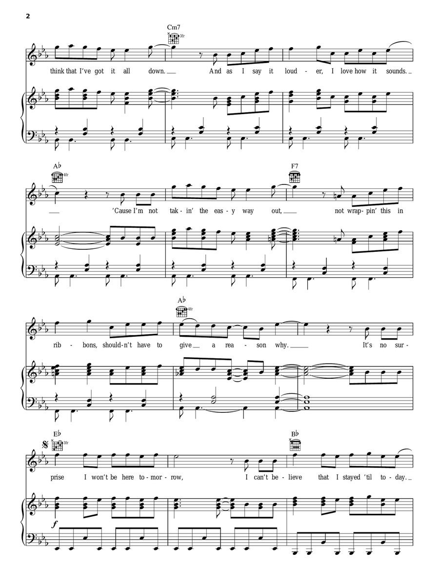 No Surprise Piano, Vocal, Guitar scores gallery preview page 2