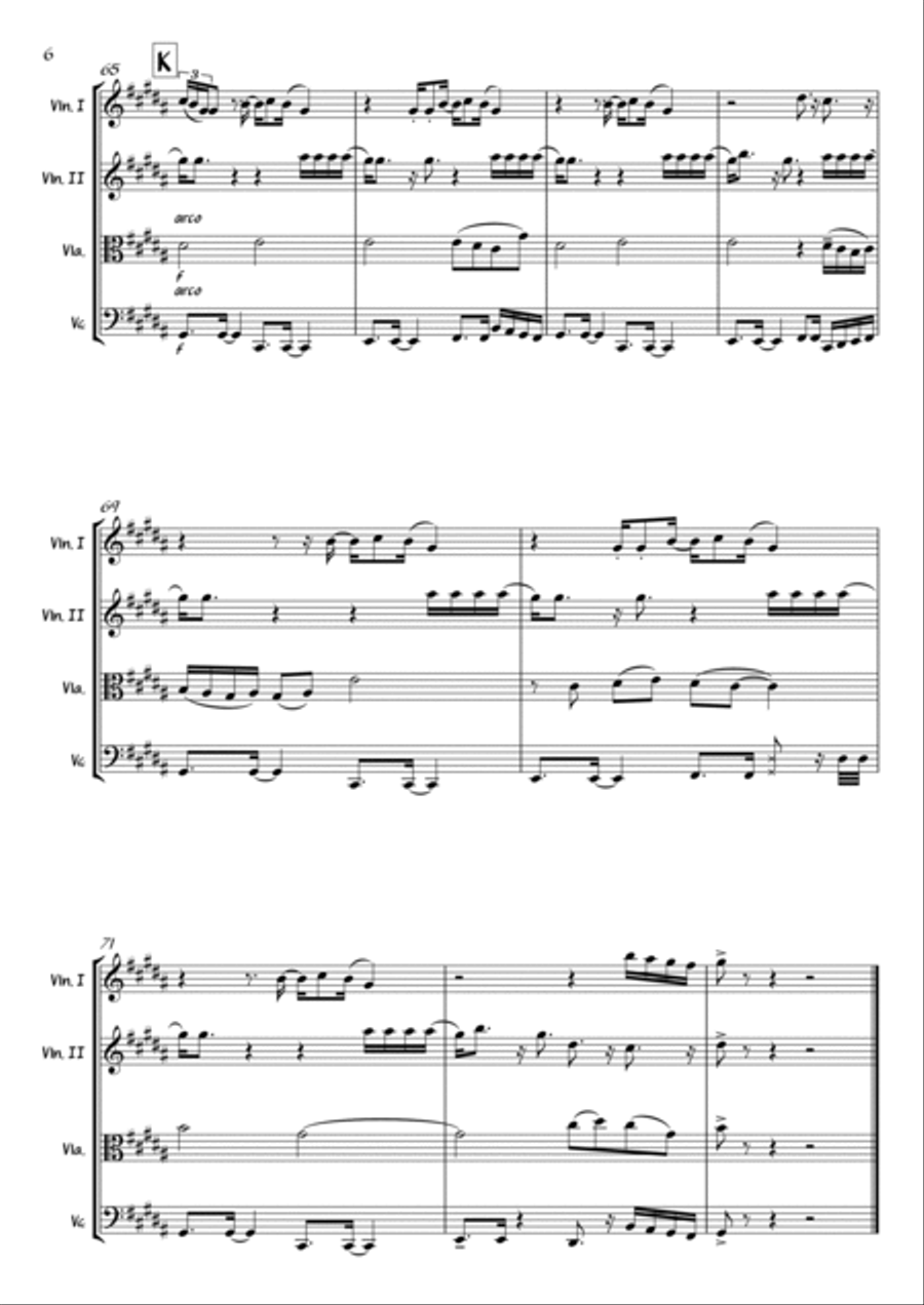 Cry Me A River String Quartet scores gallery preview page 6