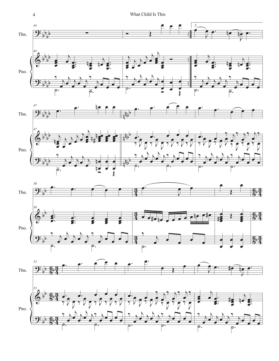 What Child Is This (for Trombone solo and Piano) What Child Is This (for Trombone solo and Piano) Piano scores gallery preview page 5