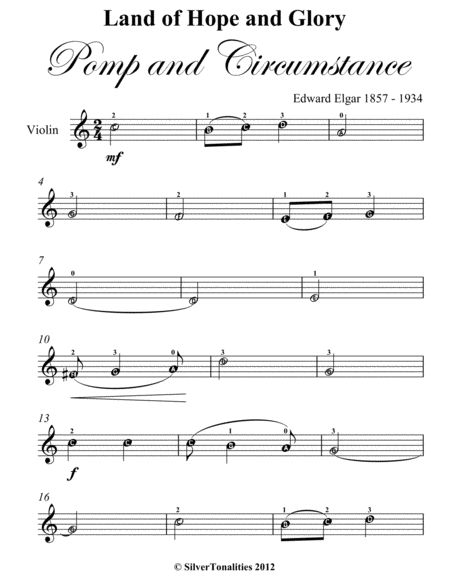 Land of Hope and Glory Easy Violin Sheet Music