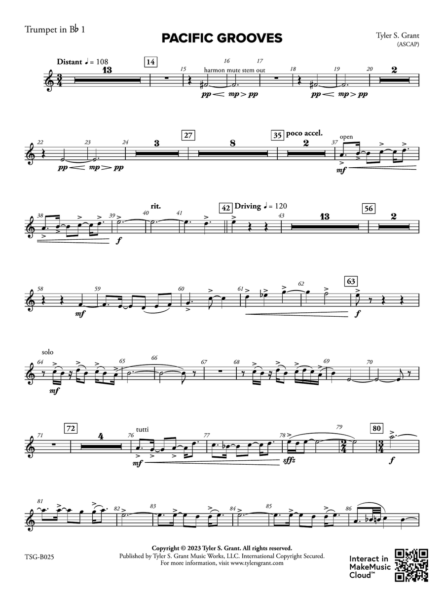Pacific Grooves: 1st B-flat Trumpet