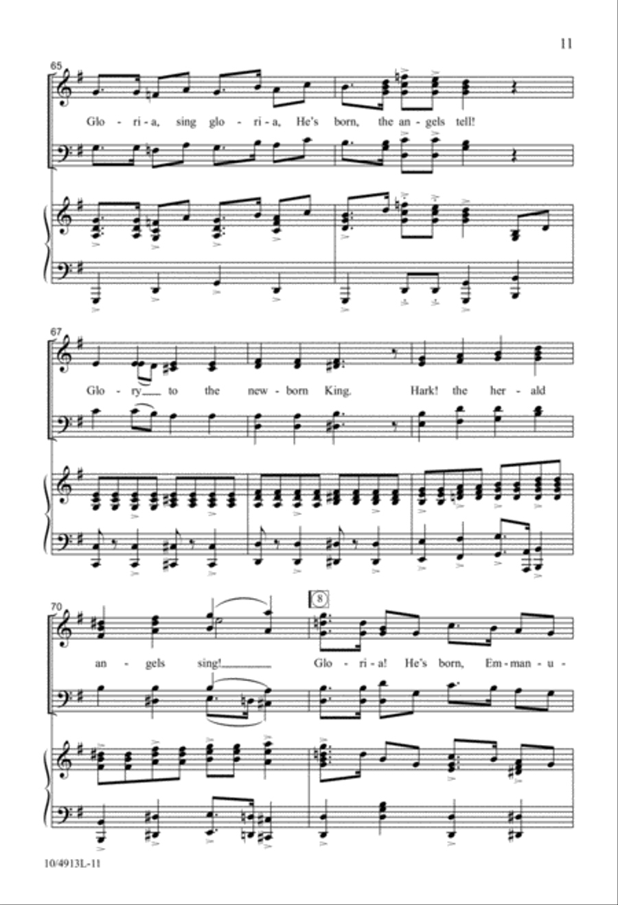 Gloria! He's Born, Emmanuel! 4-Part scores gallery preview page 11