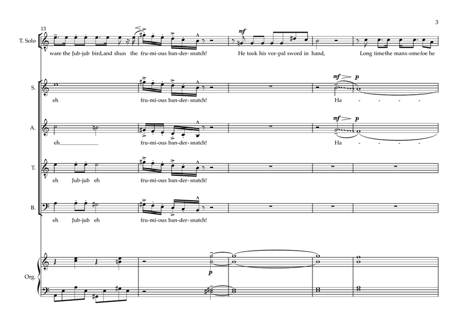 Jabberwocky, Op. 23 Jabberwocky, Op. 23 4-Part scores gallery preview page 3