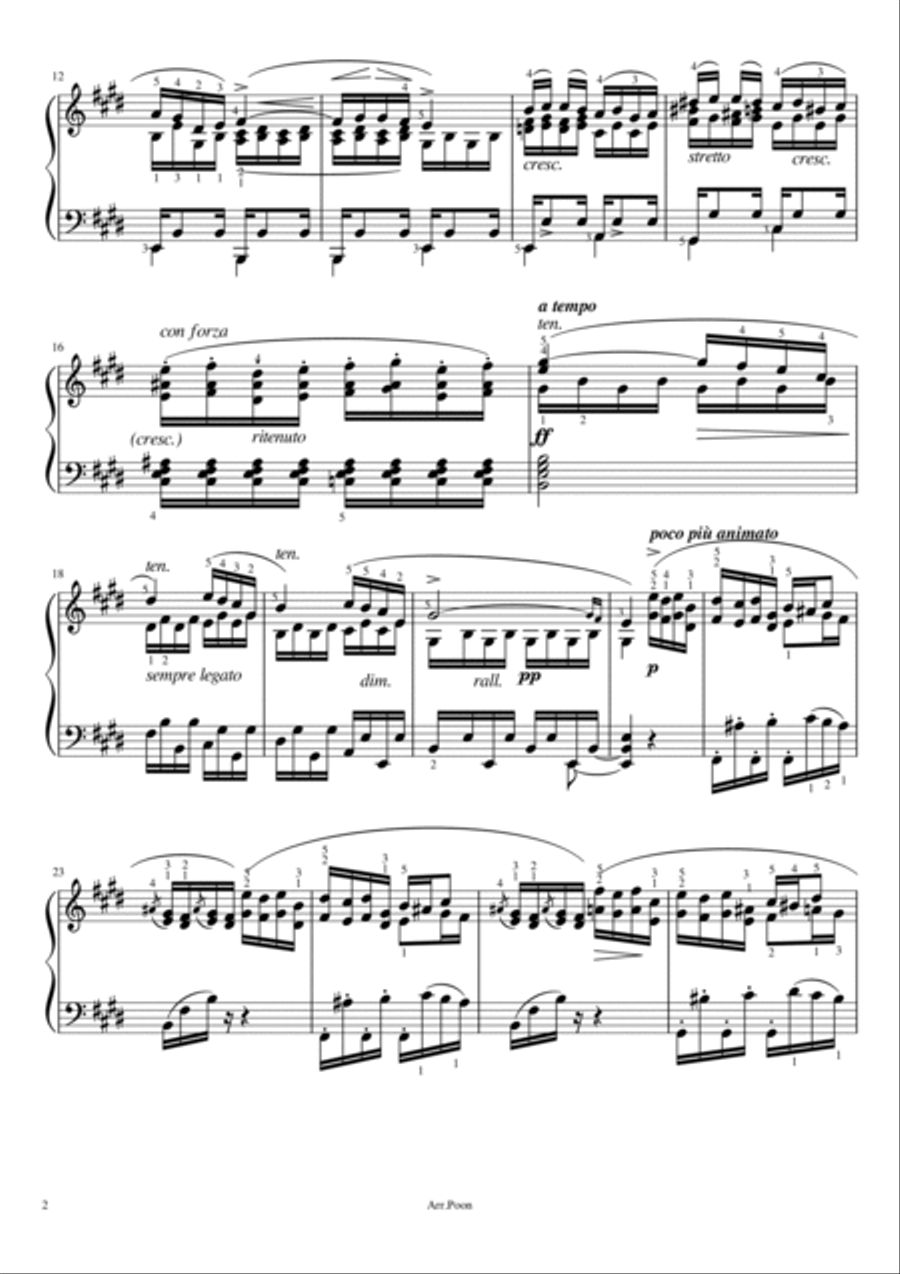 Chopin - Étude Op. 10 No. 3 in E major - Tristesse - Original With Fingered Piano Solo scores gallery preview page 2