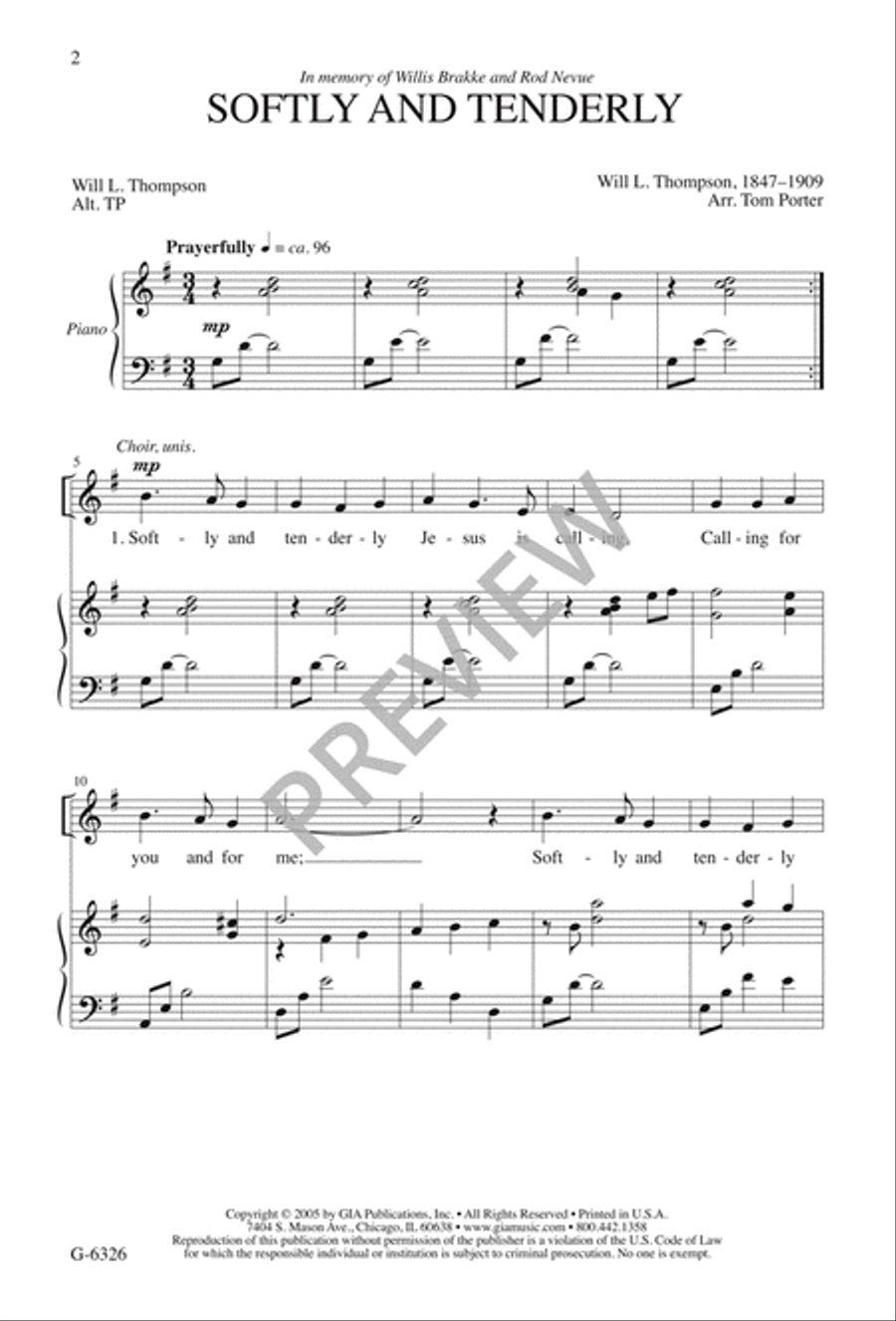Softly and Tenderly 2-Part scores gallery preview page 2