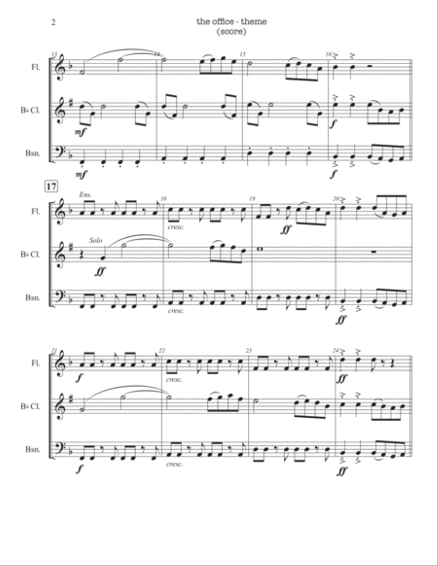 The Office - Theme Woodwind Trio scores gallery preview page 3