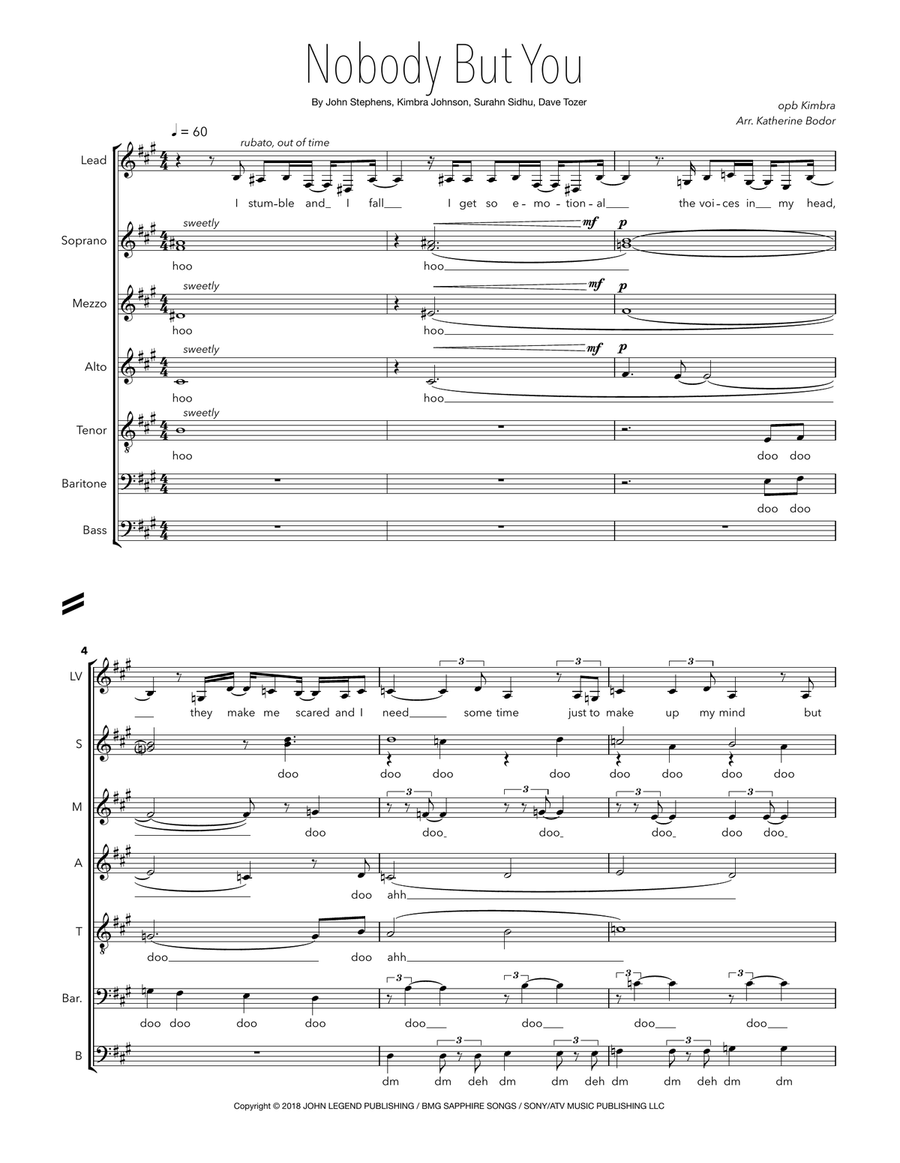 Nobody But You A Cappella scores gallery preview page 1