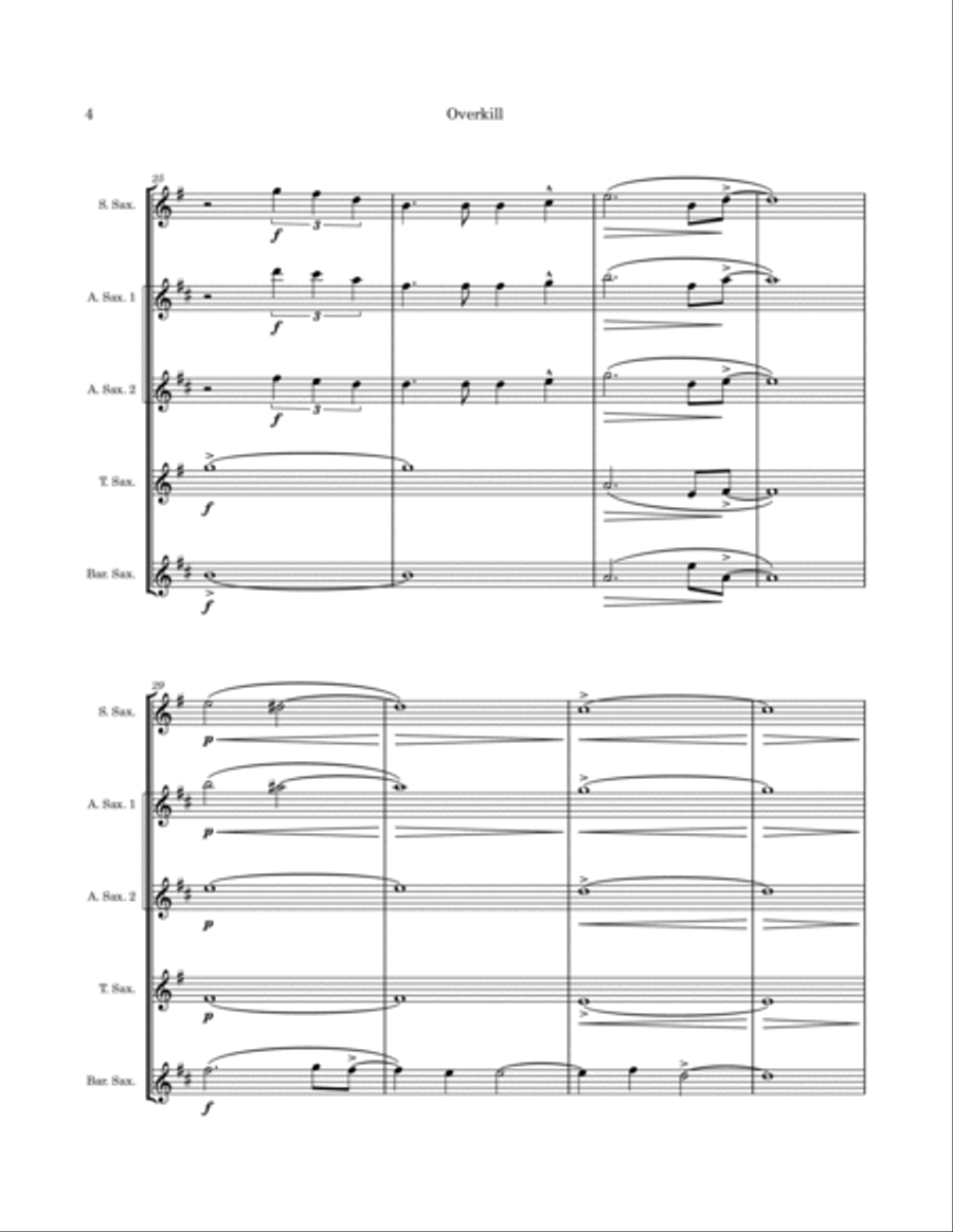 Overkill Saxophone Quartet scores gallery preview page 4