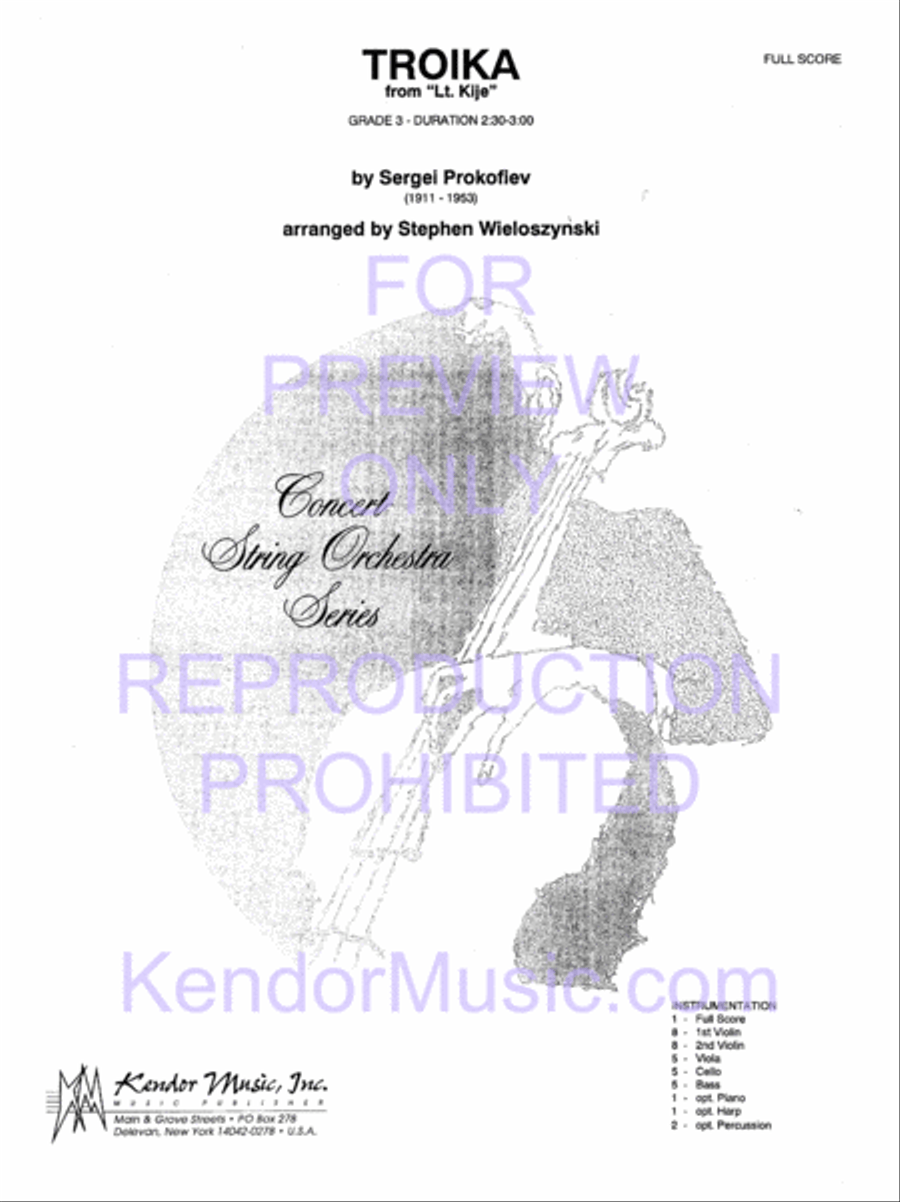 Troika (from Lt. Kije) (Full Score) String Orchestra scores gallery preview page 2