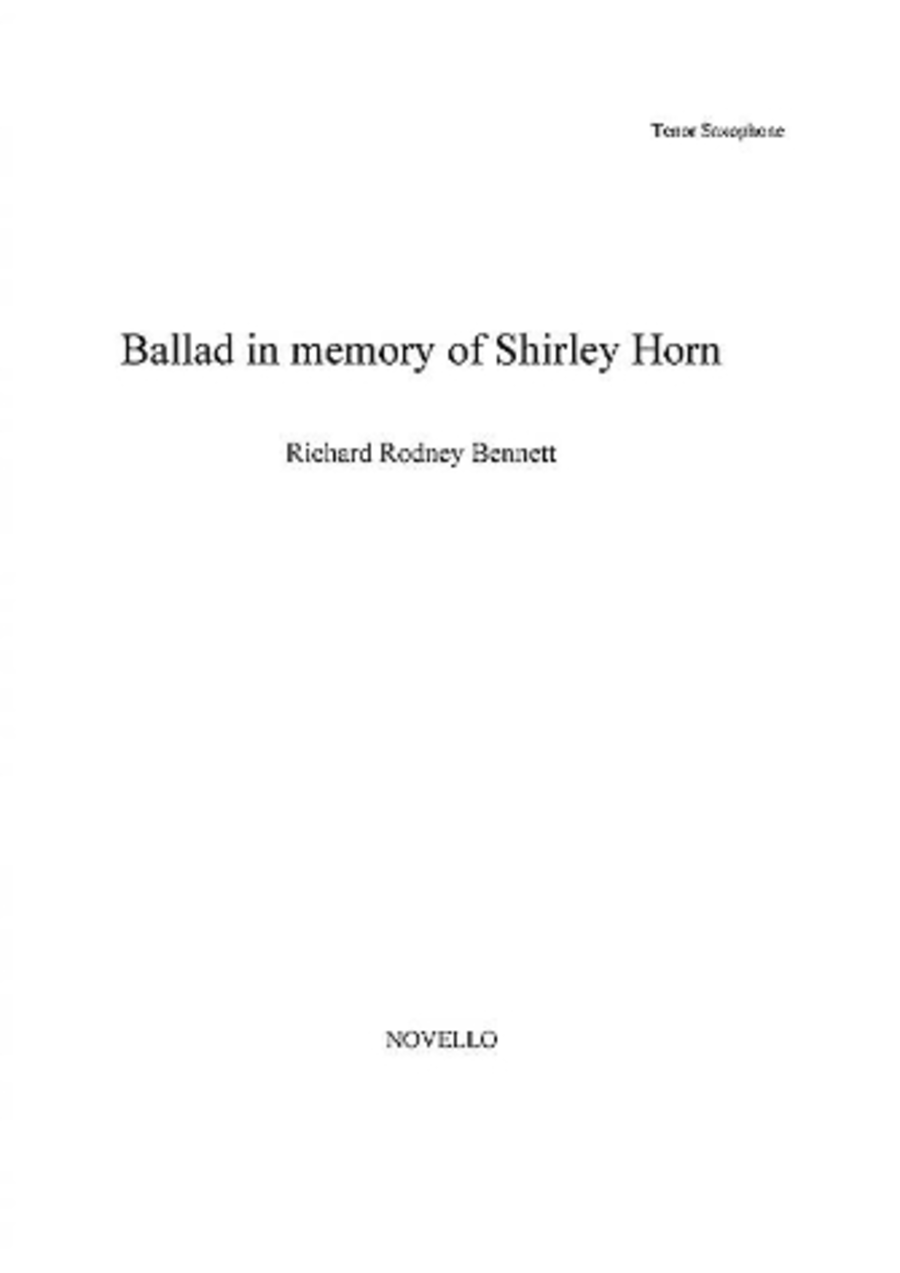 Ballad In Memory Of Shirley Horn Tenor Saxophone And Piano