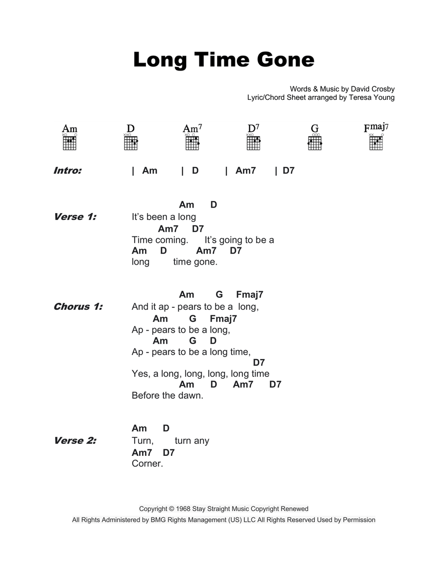 Long Time Gone Guitar scores gallery preview page 1
