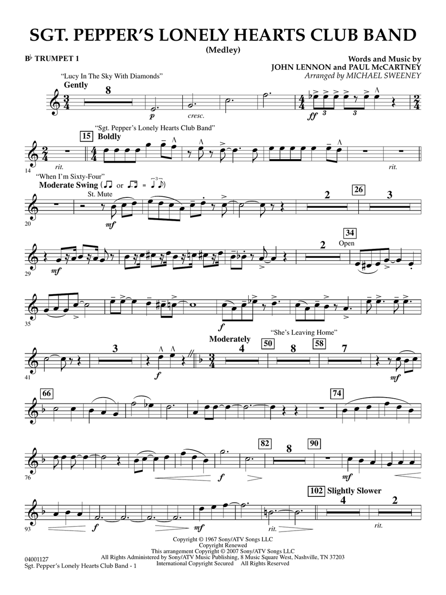 Sgt. Pepper's Lonely Hearts Club Band (Medley) (arr. Michael Sweeney) - Bb Trumpet 1
