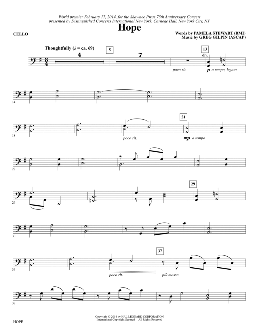Hope - Cello Choir scores gallery preview page 1