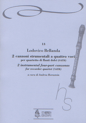 Book cover for 2 Instrumental four-part Canzonas (Verona 1599) for Recorder Quartet (SATB)