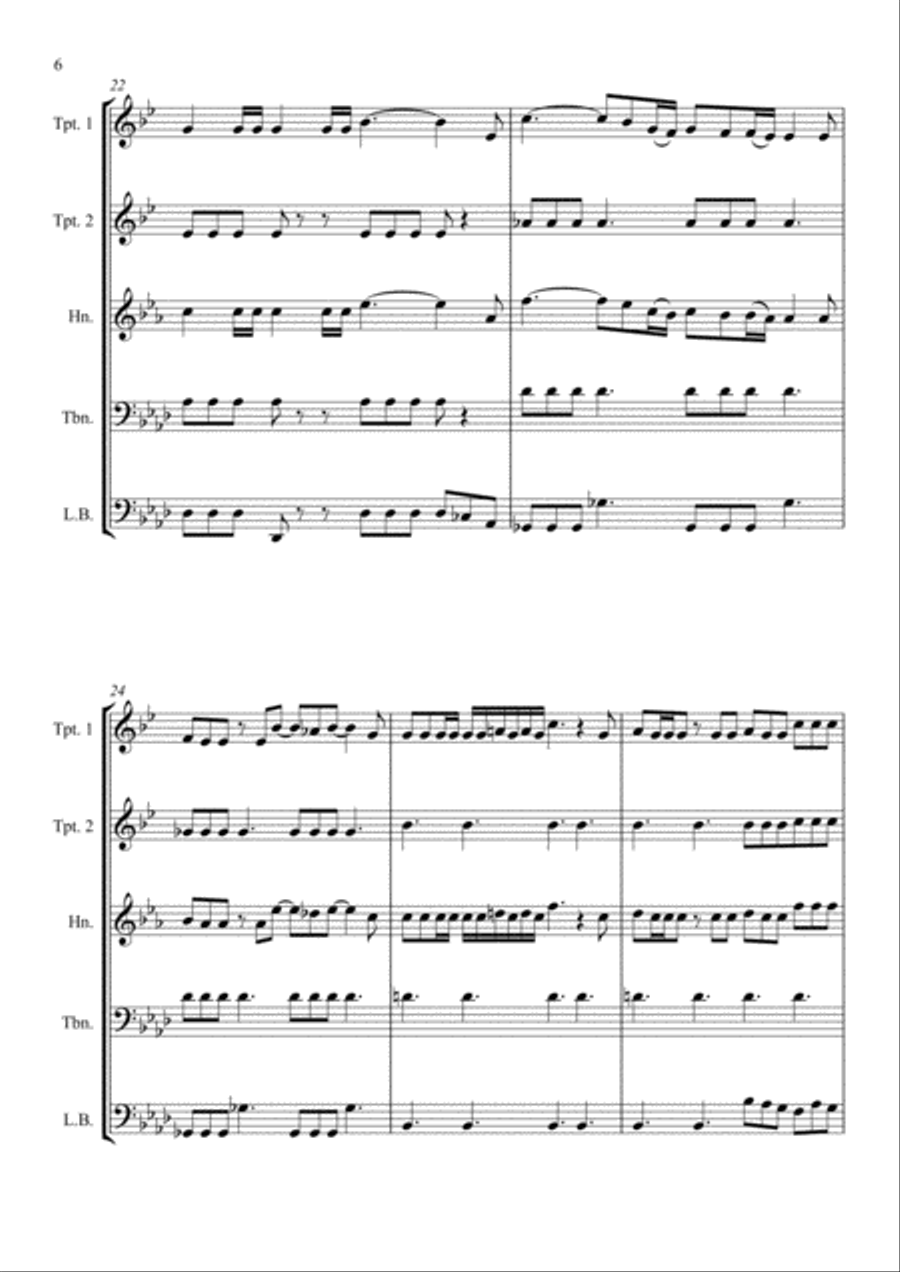 Somebody To Love Somebody To Love Brass Quartet scores gallery preview page 6