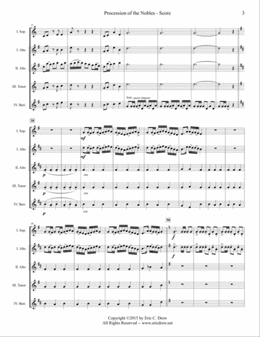 Procession of the Nobles (from the Opera Mlada, Act 2, Scene 3) Saxophone Quartet scores gallery preview page 5