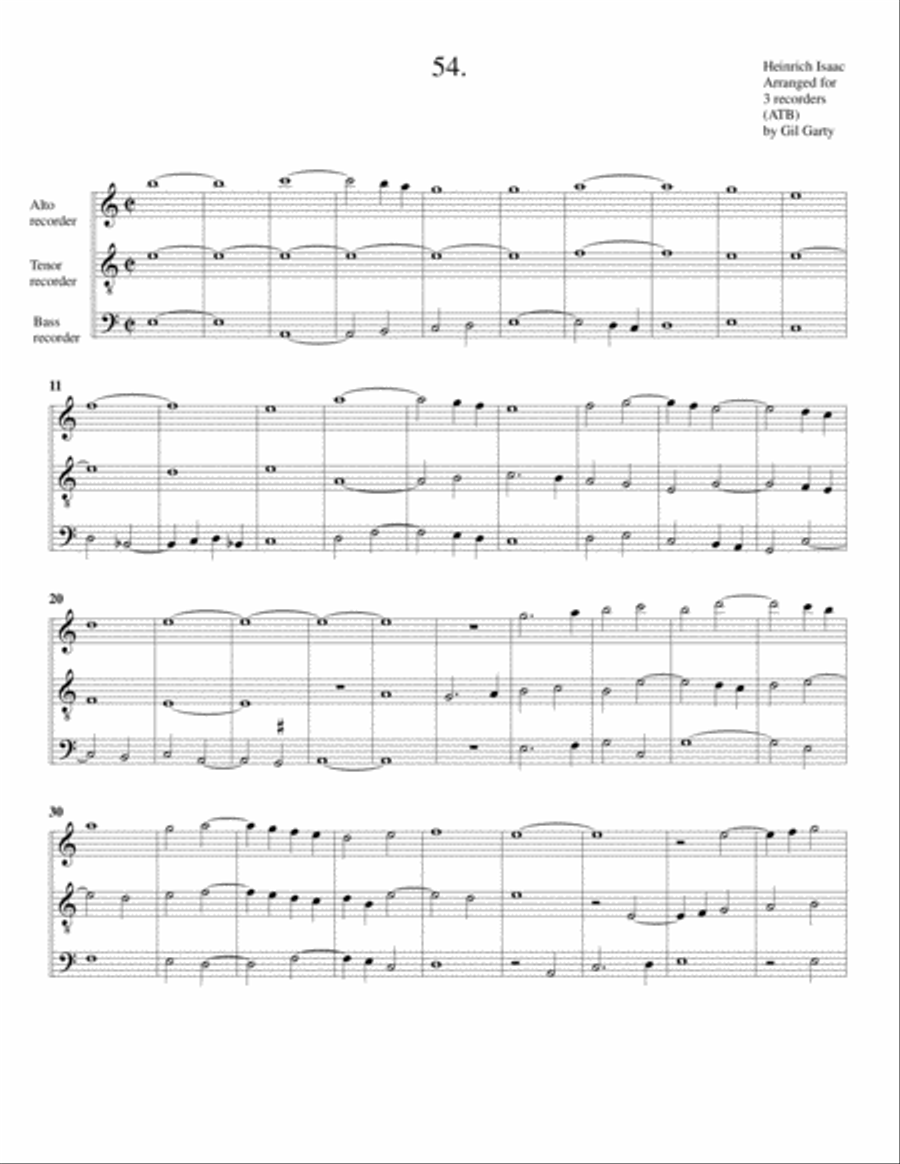 Instrumental trio no.54 (no title) (arrangement for 3 recorders) Recorder scores gallery preview page 1