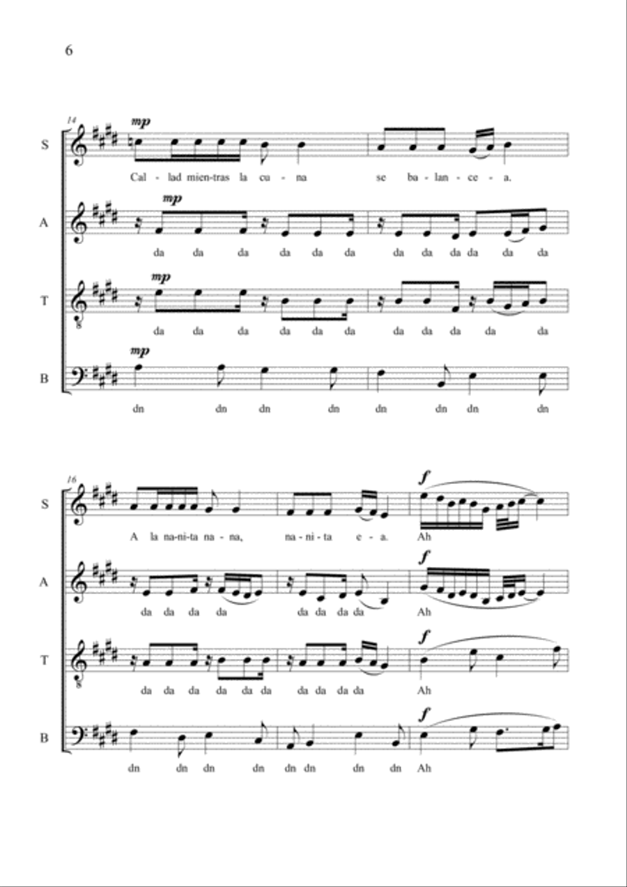 A La Nanita Nana A La Nanita Nana 4-Part scores gallery preview page 6