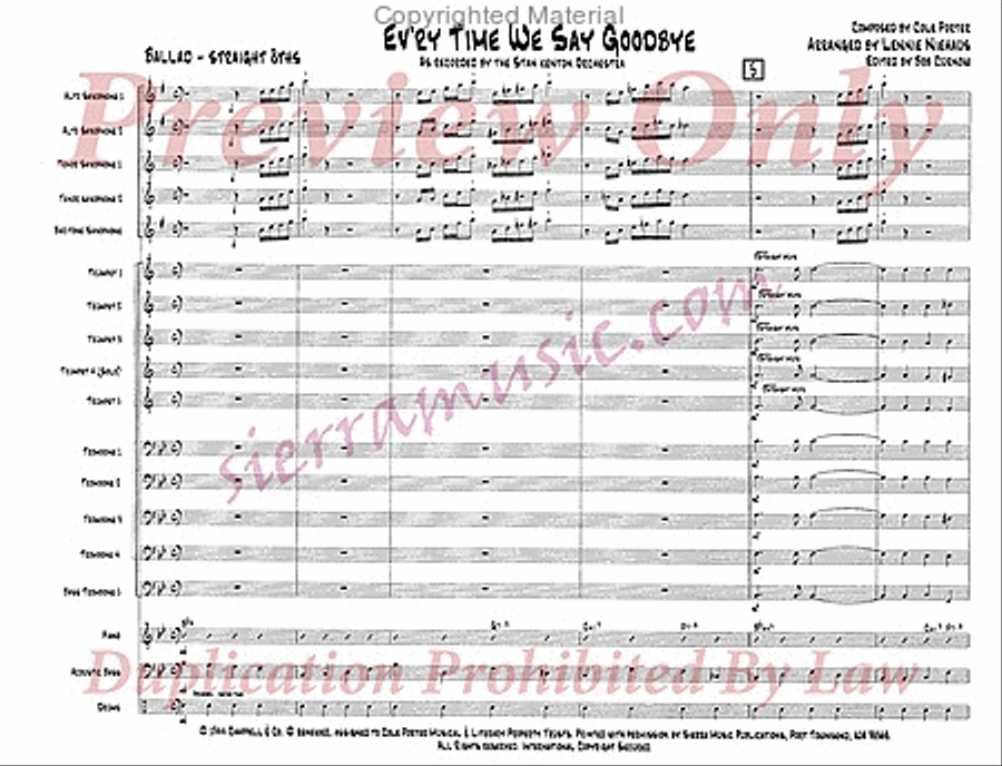 Every Time We Say Goodbye Jazz Ensemble scores gallery preview page 2