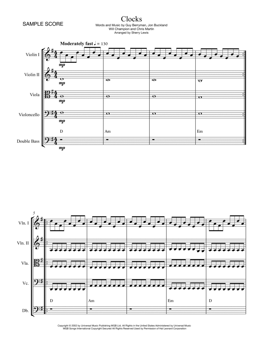 Clocks String Quartet scores gallery preview page 1