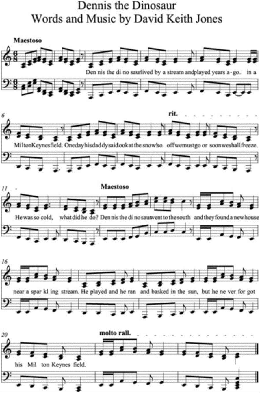 Dennis the Dinosaur Dennis the Dinosaur Piano Solo scores gallery preview page 1