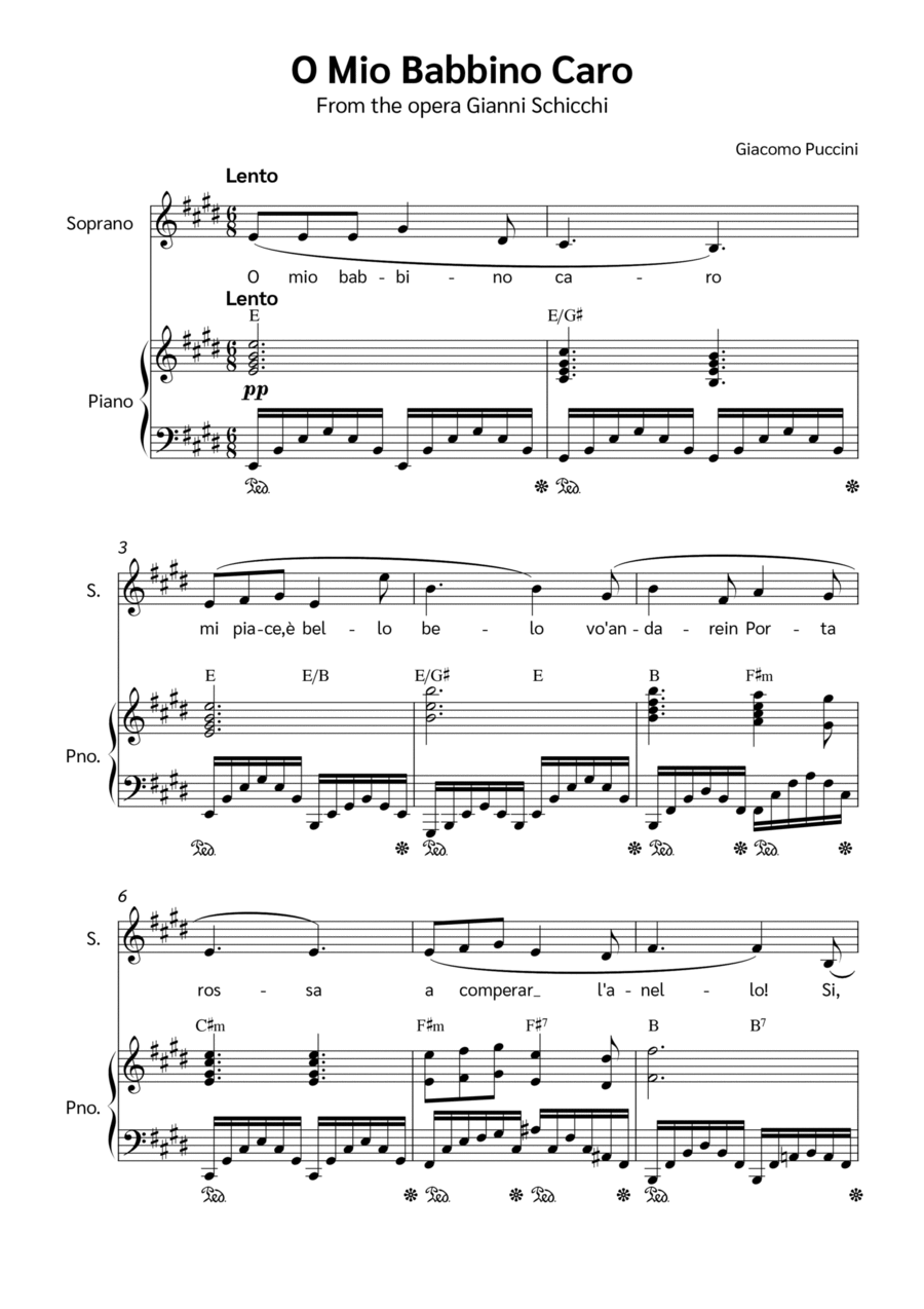 O Mio Babbino Caro Voice scores gallery preview page 1