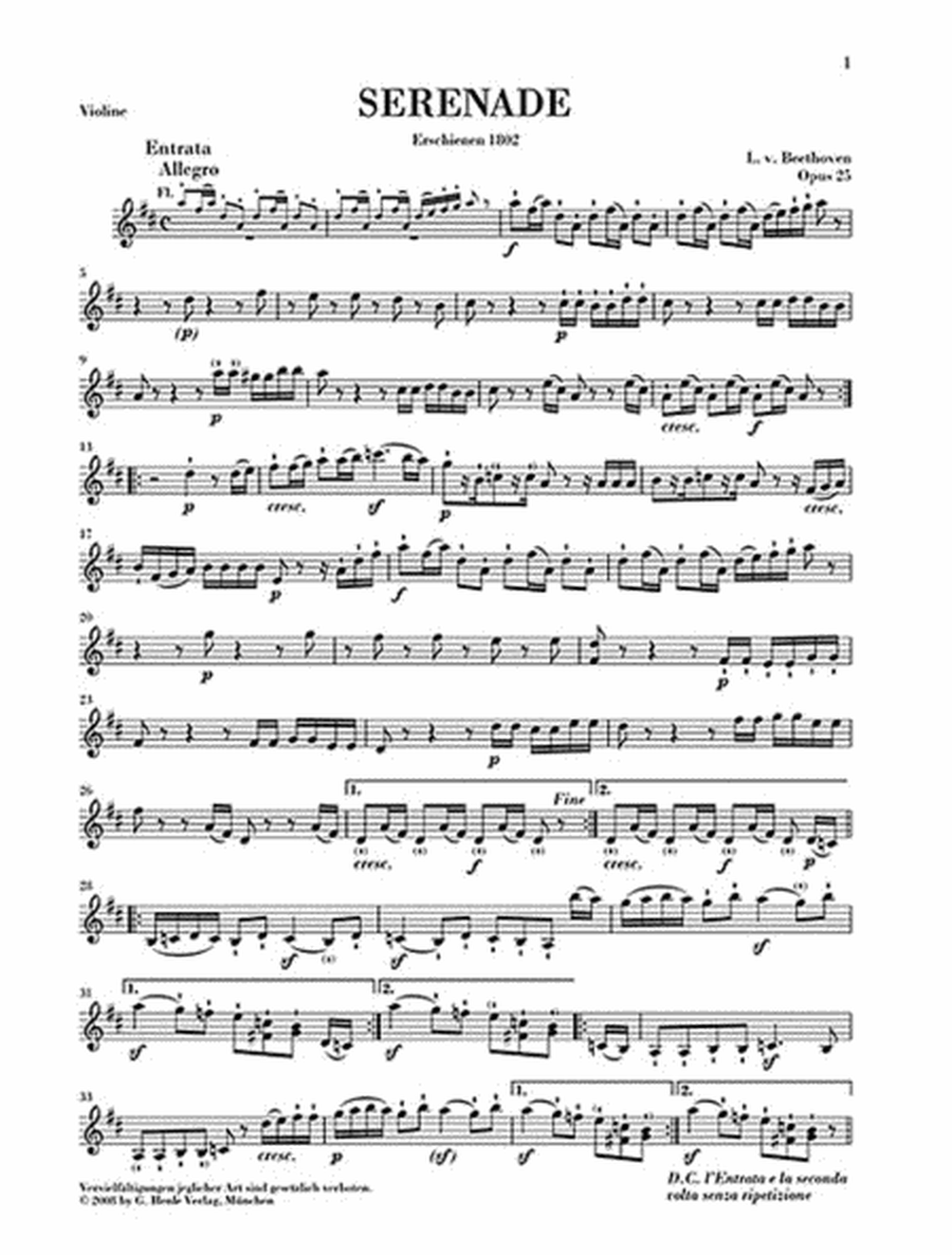 Serenade in D Major Op. 25 for Flute, Violin and Viola – Revised Edition