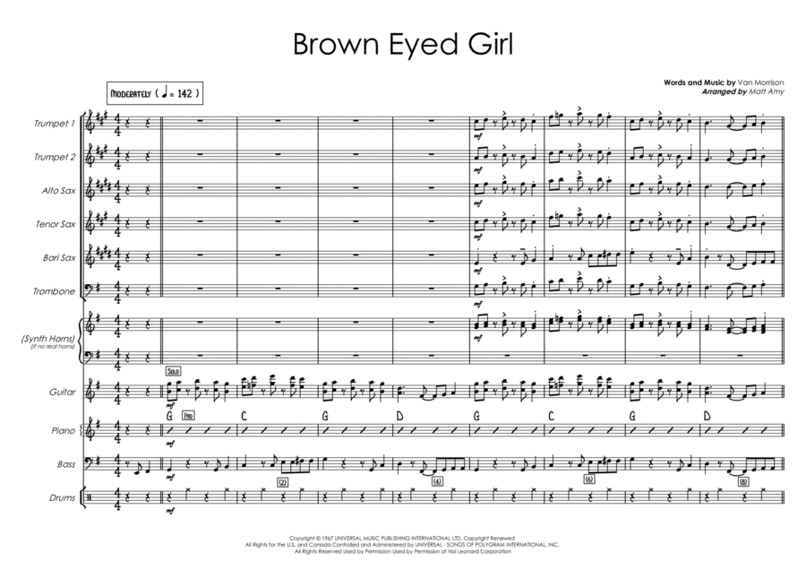 Brown Eyed Girl Jazz Ensemble scores gallery preview page 1