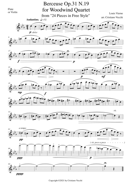 Berceuse Op.31 N.19 for Woodwind Quartet image number null