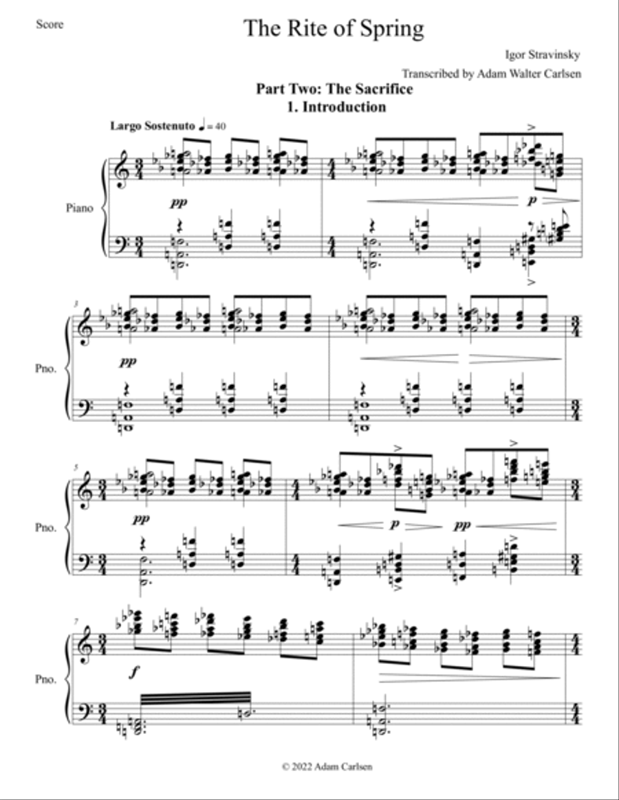 The Rite of Spring Part Two The Sacrifice Piano Solo scores gallery preview page 2