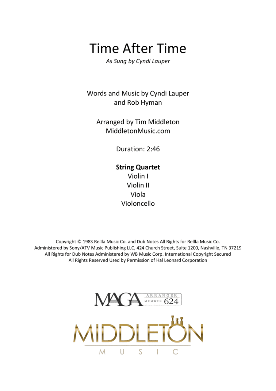 Time After Time Time After Time String Quartet scores gallery preview page 1