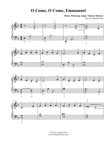 O Come, O Come, Emmanuel – Late Beginner/Elementary Christmas Piano Sheet Music Solo image number null