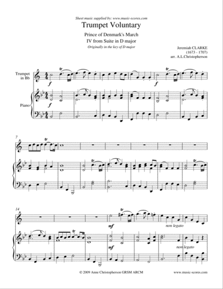 Trumpet Voluntary, or Prince of Denmark's March - Trumpet and Piano - Bb major Trumpet Solo scores gallery preview page 1