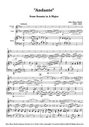 Alice Mary Smith Sonata in A Major "Andante" Clarinet, Violin and Piano Small Ensemble (Piano Trio)