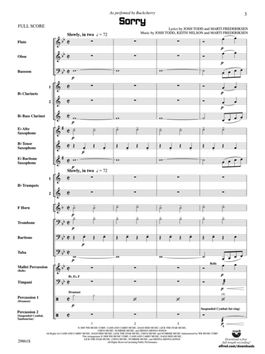 Sorry (score only) Concert Band scores gallery preview page 2