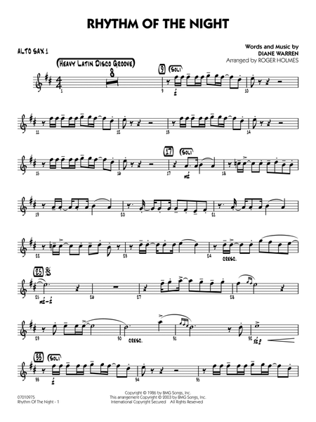 Rhythm of the Night (arr. Roger Holmes) - Alto Sax 1