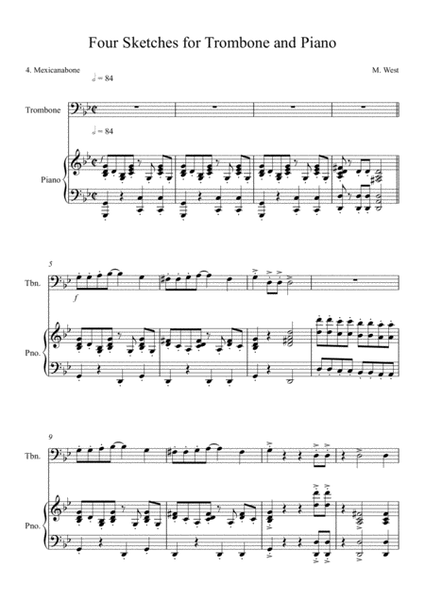 Four Sketches for Trombone & Piano - 4. Mexicanabone image number null