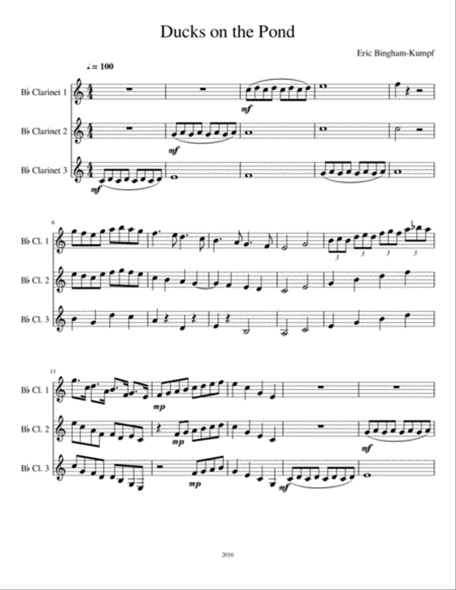 Ducks on the Pond Ducks on the Pond Woodwind Trio scores gallery preview page 1