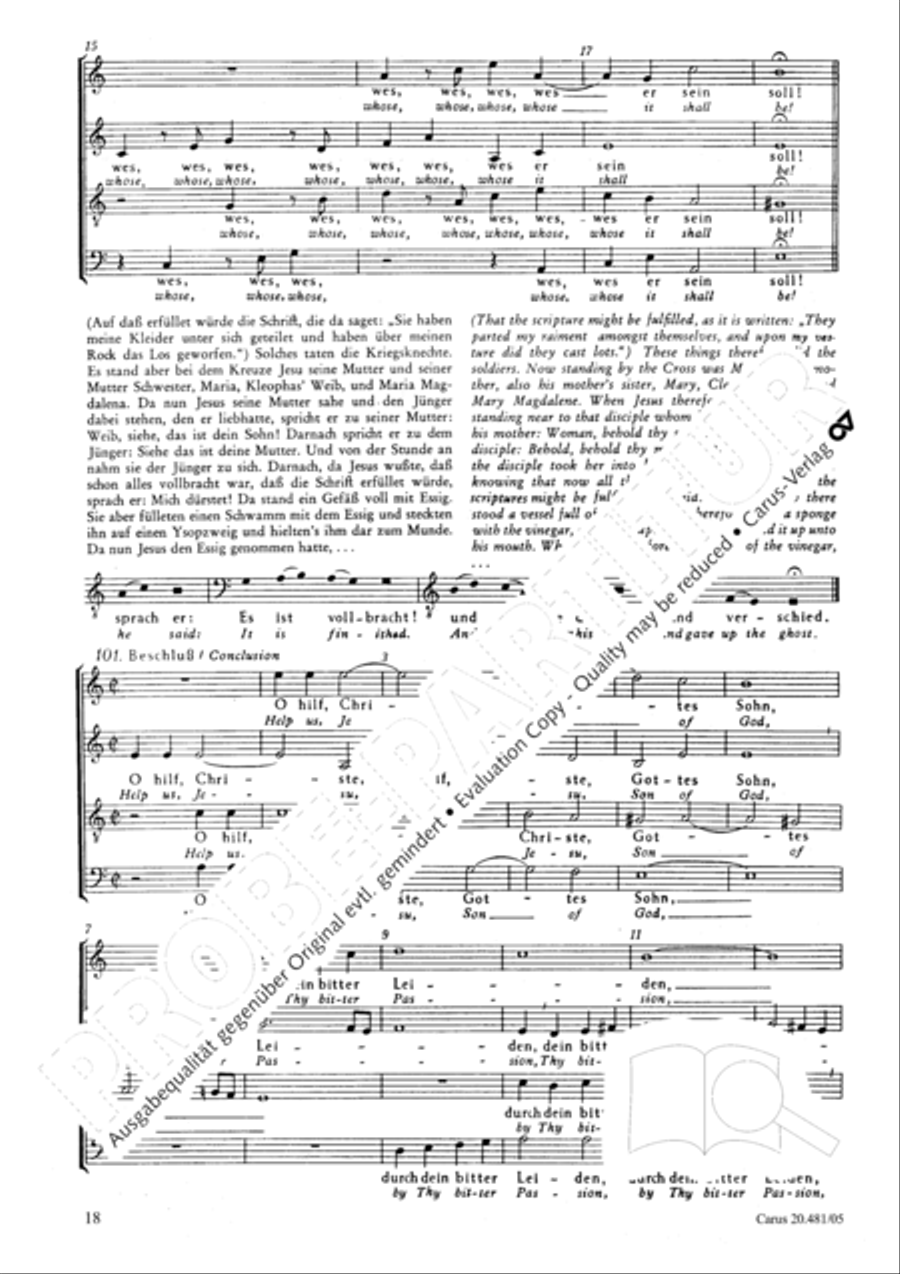 St. John Passion / The Passion of our Lord and Saviour Jesus Christ 4-Part scores gallery preview page 19