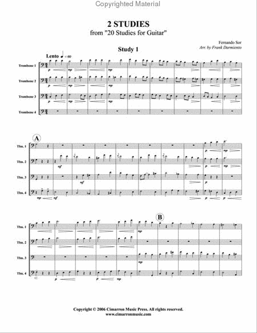 Two Studies (1 and 10) Trombone Quartet scores gallery preview page 2