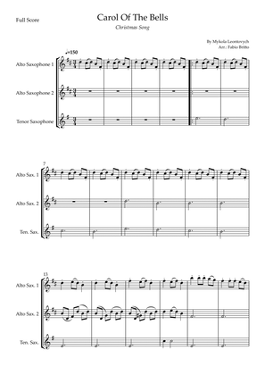 Carol Of The Bells (Christmas Song) for Saxophone Trio (D Minor)