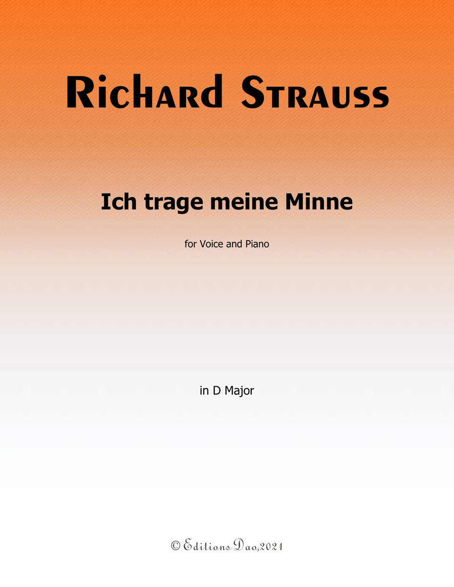 Ich trage meine Minne,by Richard Strauss,in D Major Voice scores gallery preview page 1
