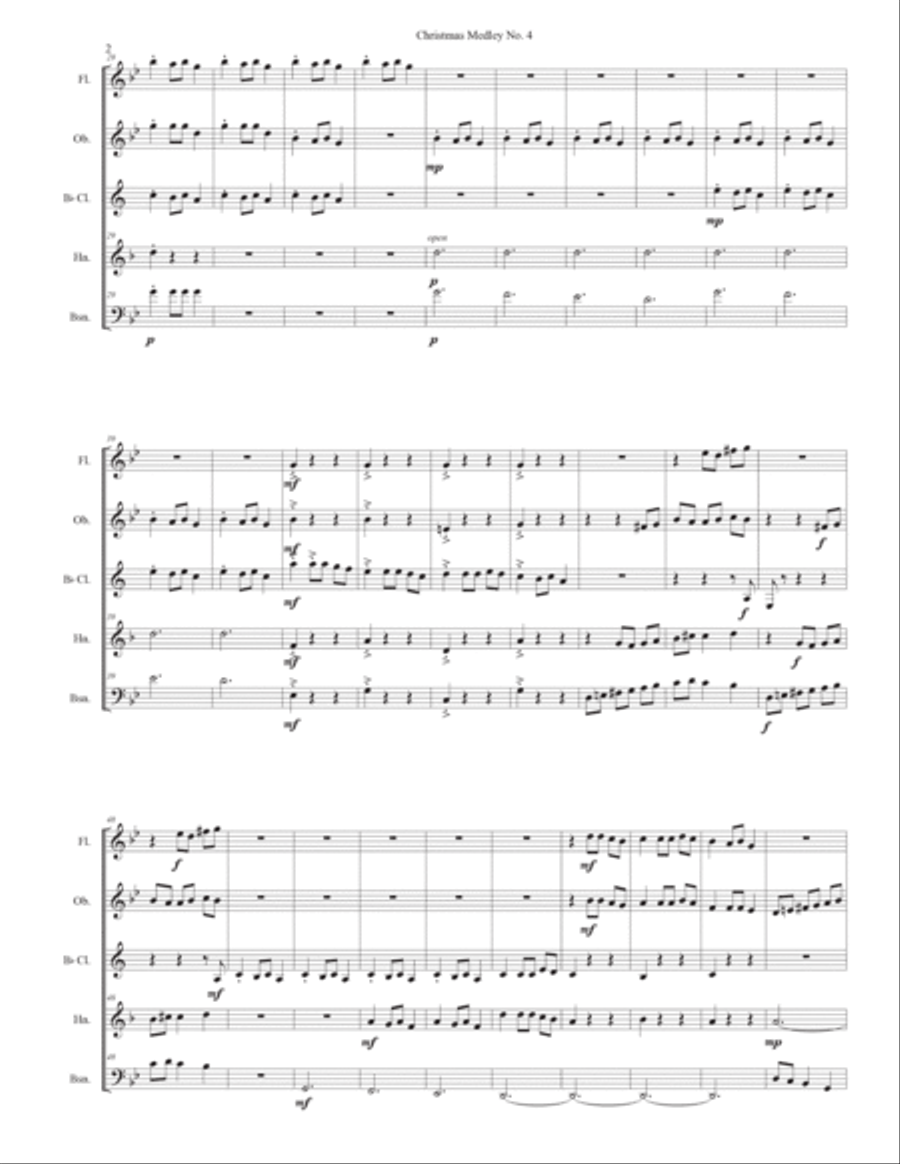Christmas Medley No. 4 for wind quintet Woodwind Quintet scores gallery preview page 2