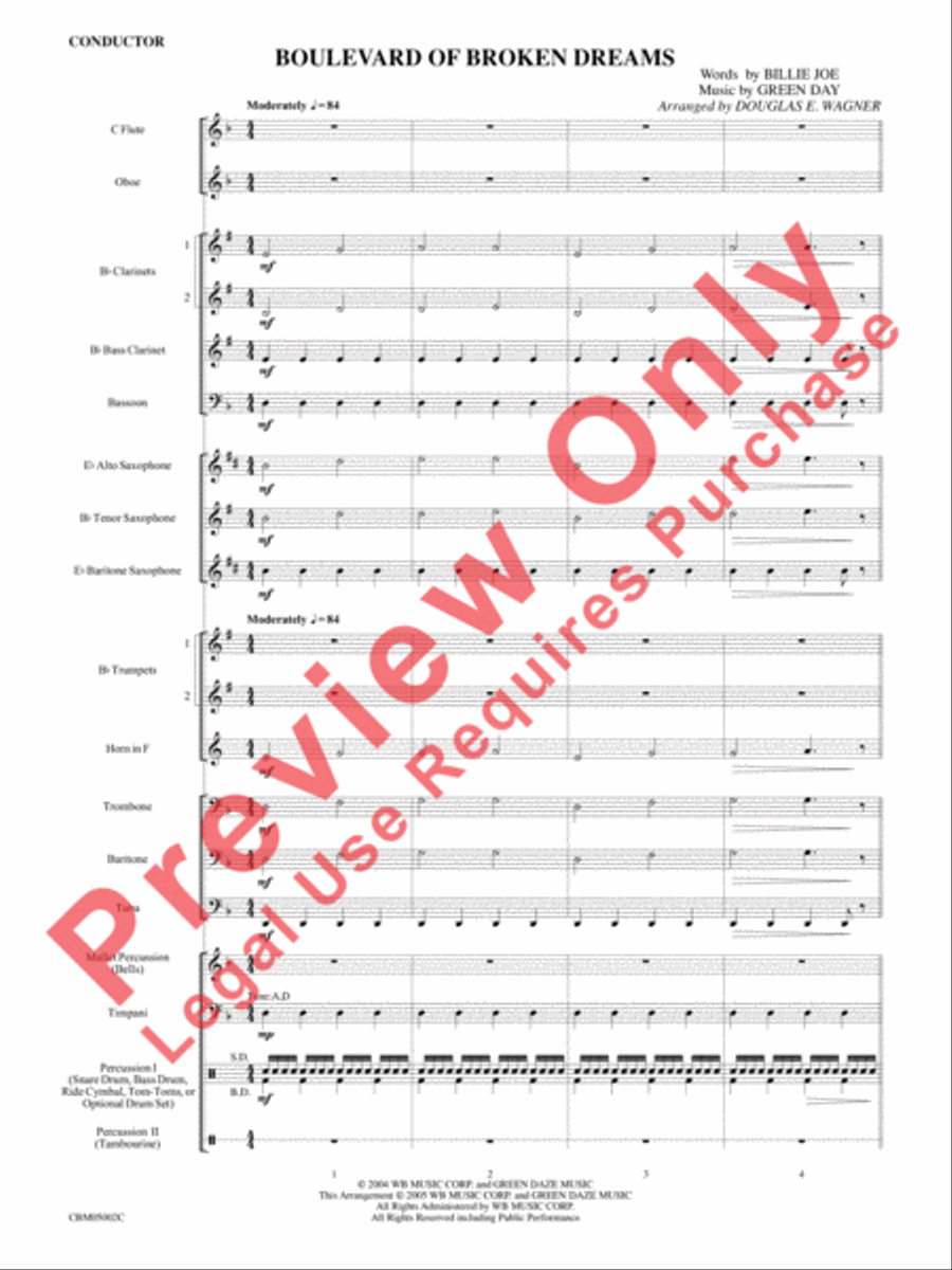 Boulevard of Broken Dreams Concert Band scores gallery preview page 3
